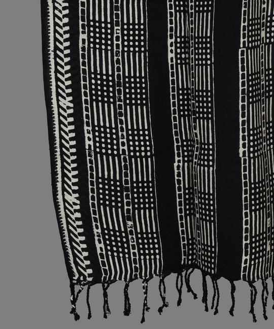 Black Chuna Patri Handblock Print Stole