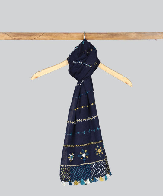 Lambani hand embroidery navy blue stole