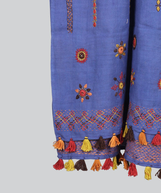 Lavender Lambani Hand Embroidery Cotton Stole
