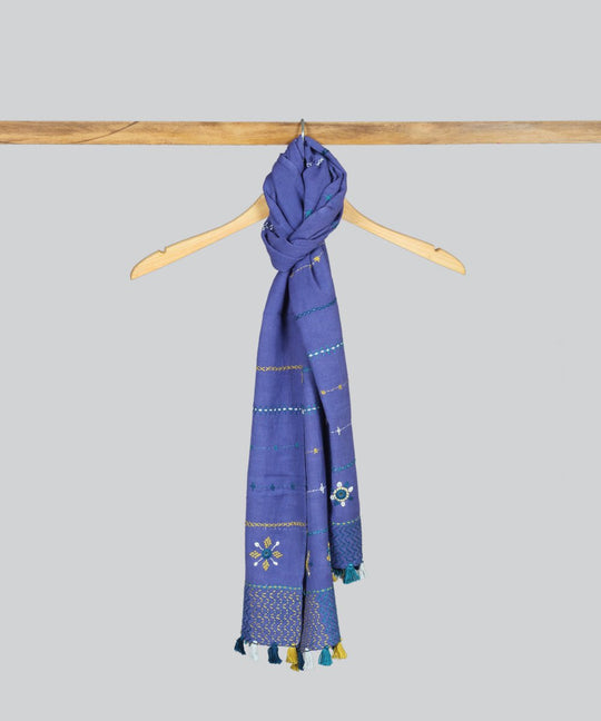 Lambani Hand Embroidery Cotton Lavender Stole