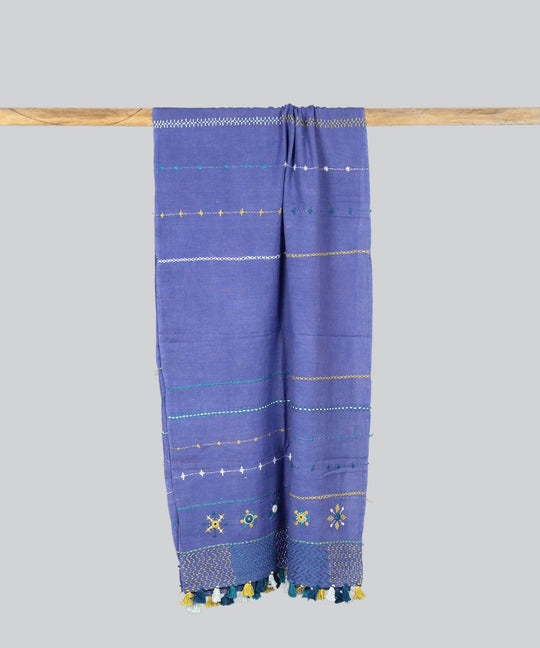 Lambani Hand Embroidery Cotton Lavender Stole