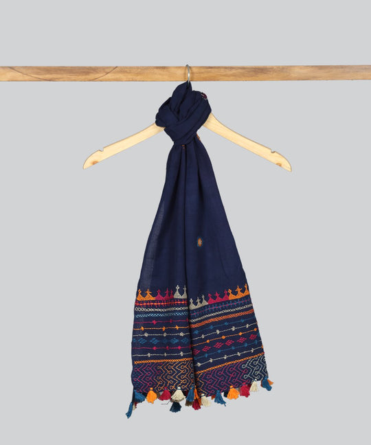 Navy blue lambani hand embroidery stole