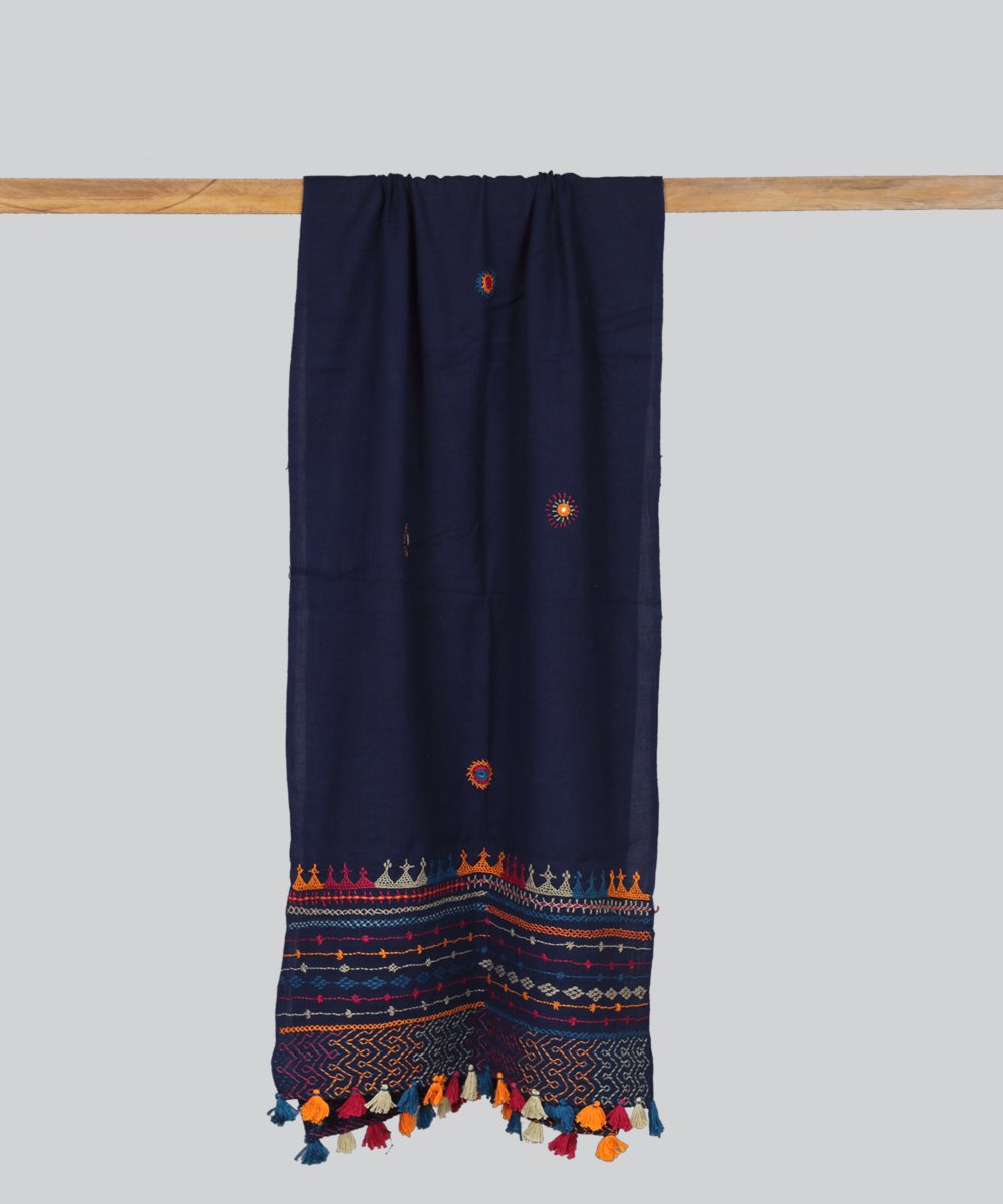 Navy blue lambani hand embroidery stole