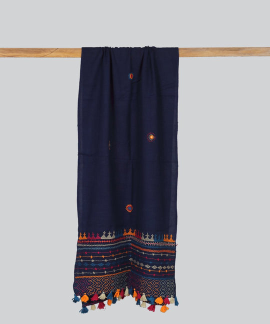 Navy blue lambani hand embroidery stole