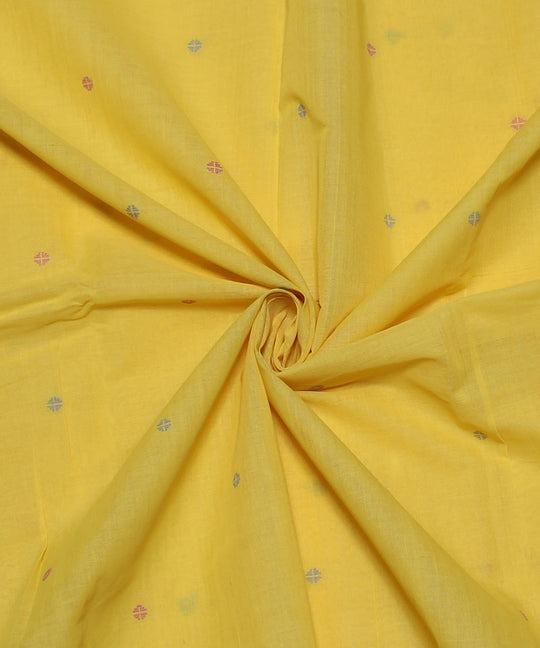 1.4m Yellow pink and grey handwoven cotton fabric