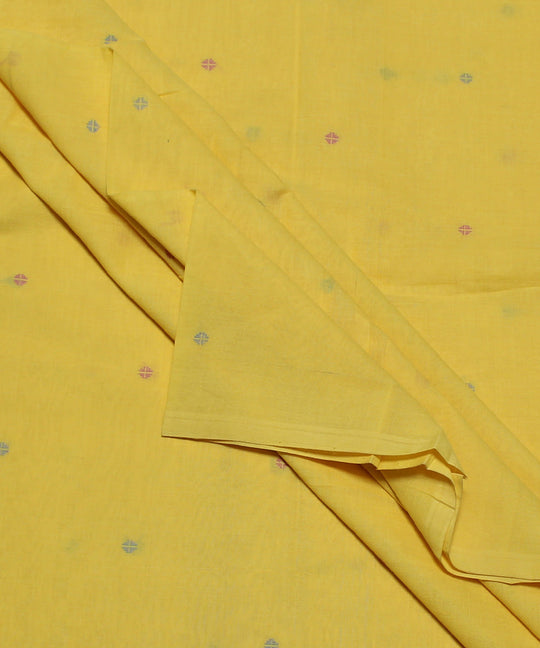 1.4m Yellow pink and grey handwoven cotton fabric