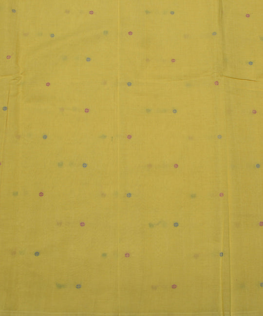 1.4m Yellow pink and grey handwoven cotton fabric