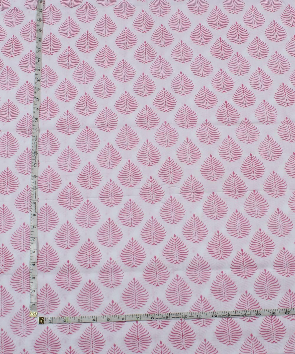 0.5m White handblock printed cotton fabric