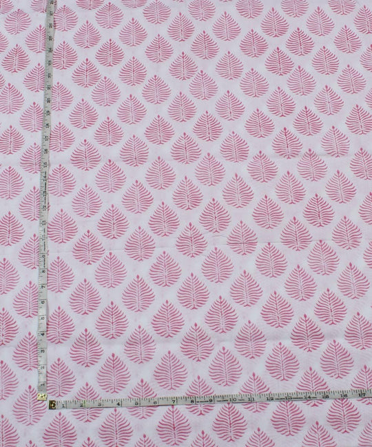 0.5m White handblock printed cotton fabric