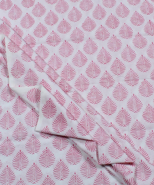 0.5m White handblock printed cotton fabric