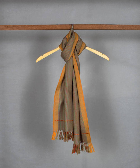 Brown orange handloom woolen stole