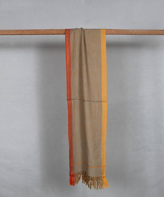 Brown orange handloom woolen stole