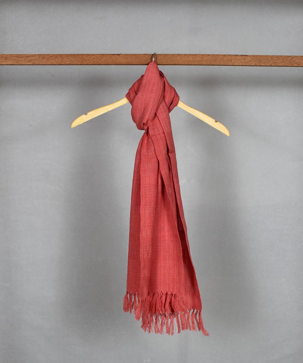 Coral pink handloom woolen stole