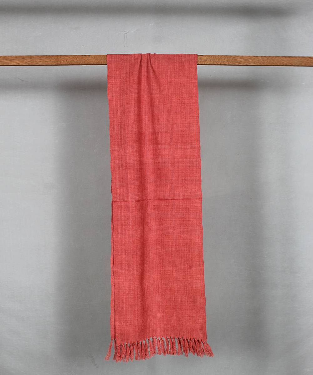 Coral pink handloom woolen stole
