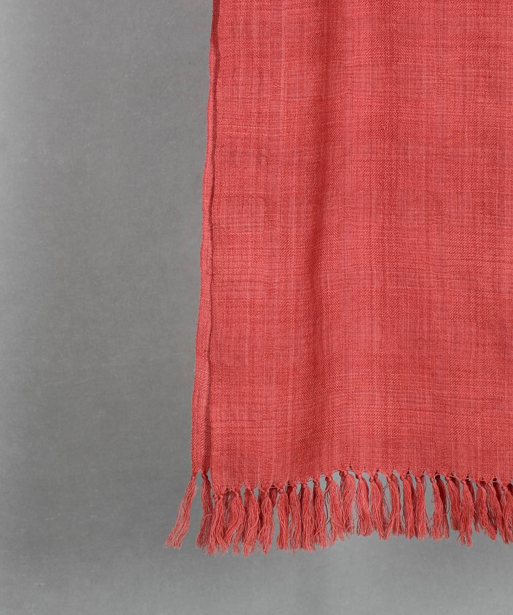 Coral pink handloom woolen stole