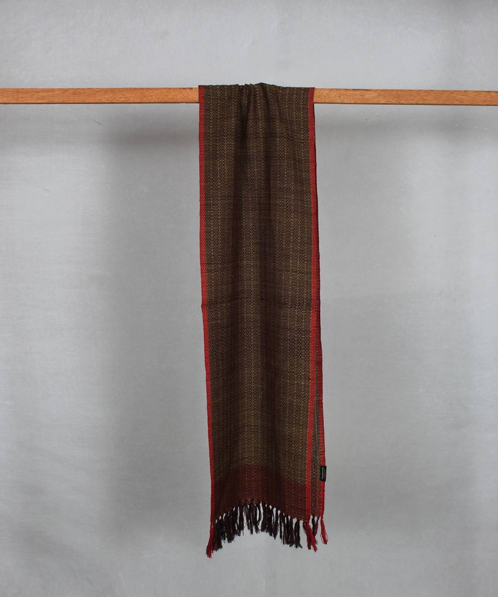 Dark brown handwoven woolen stole