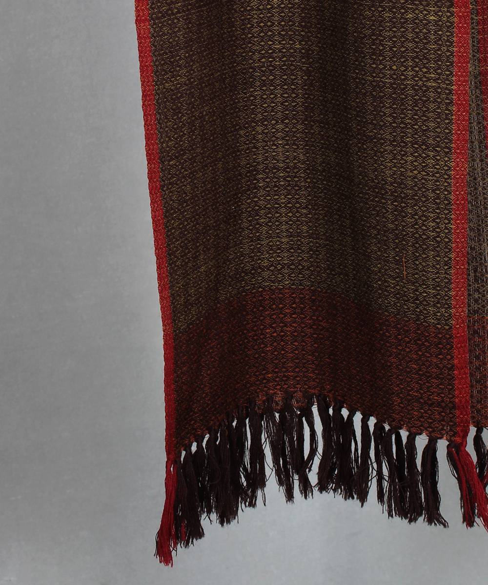 Dark brown handwoven woolen stole