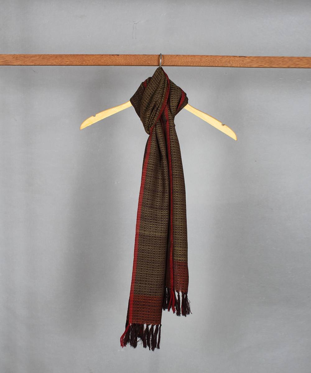 Dark brown handwoven woolen stole