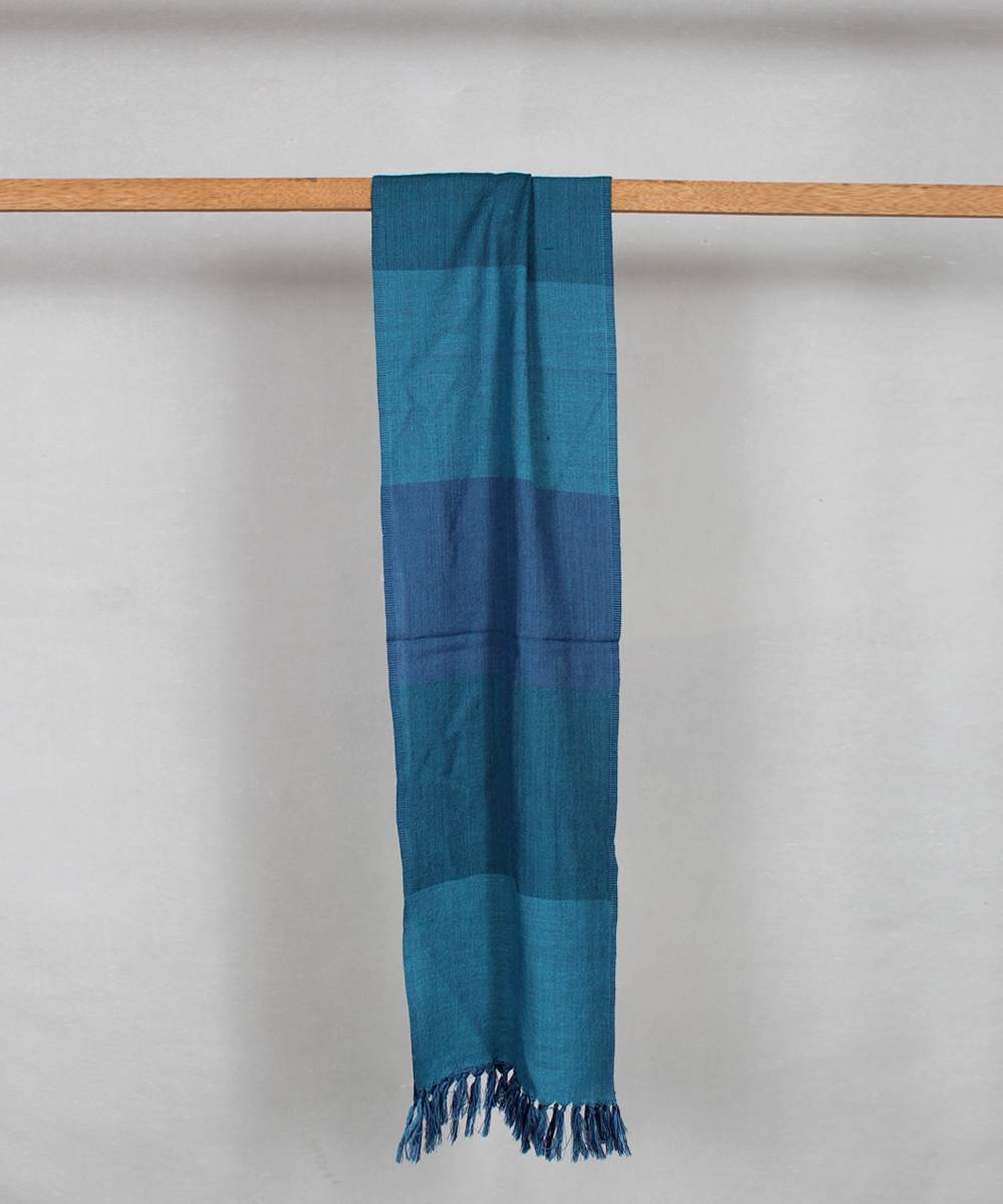 Navy blue handwoven woolen stole