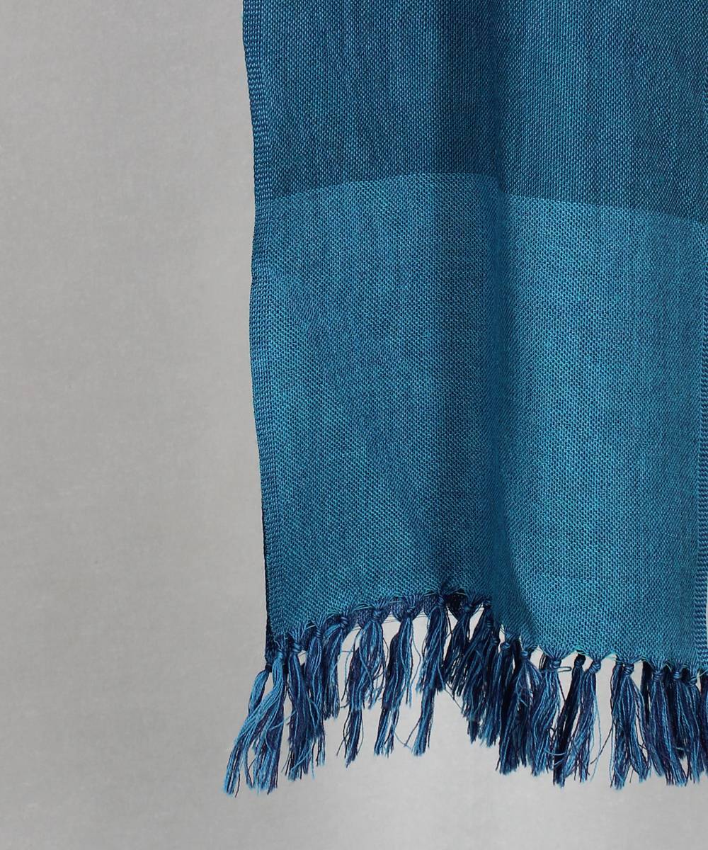 Navy blue handwoven woolen stole