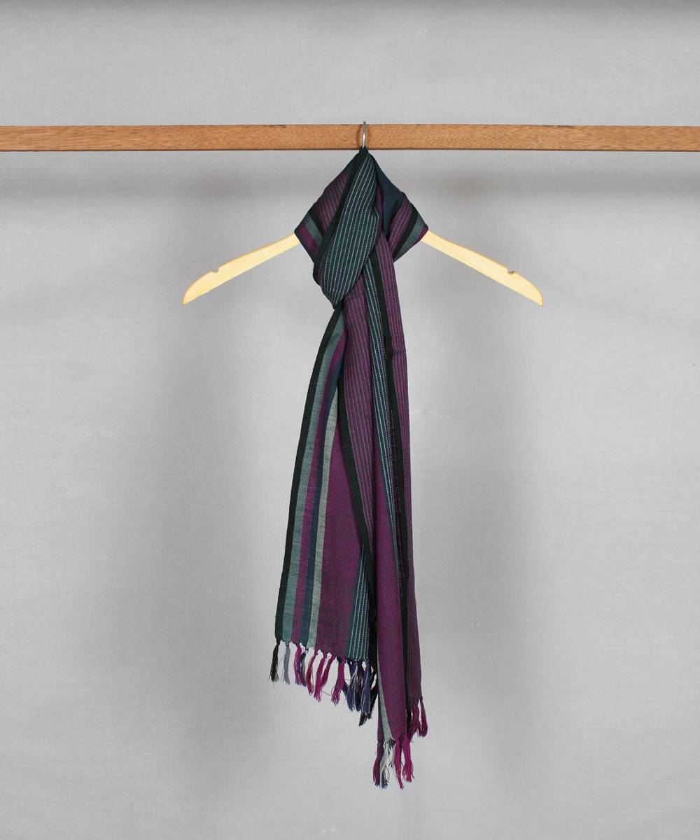 Multicolor stripe handwoven woolen stole