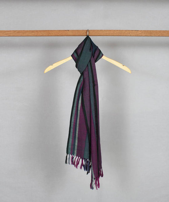 Multicolor stripe handwoven woolen stole