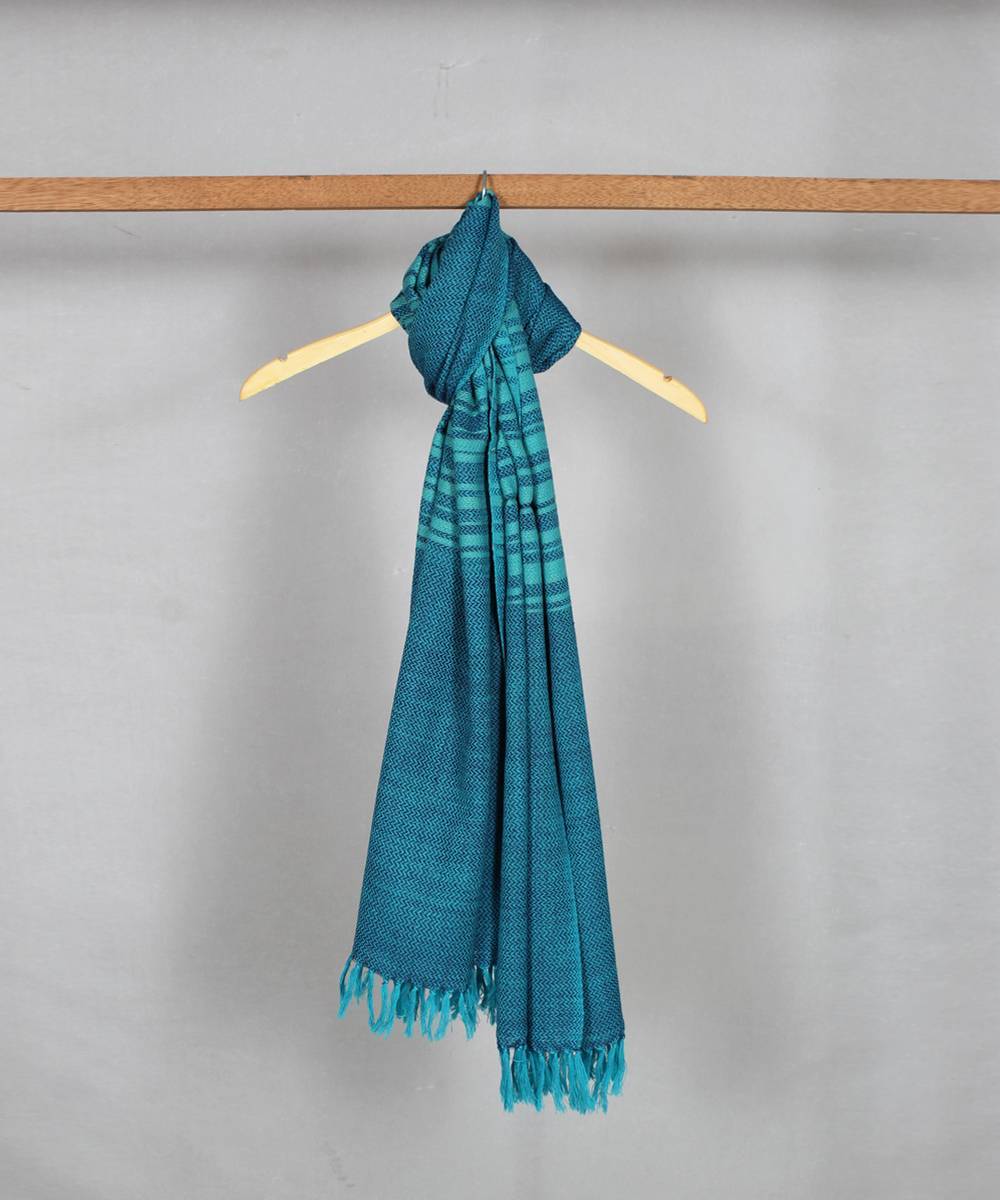 Sky blue handwoven woolen stole