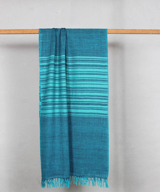 Sky blue handwoven woolen stole