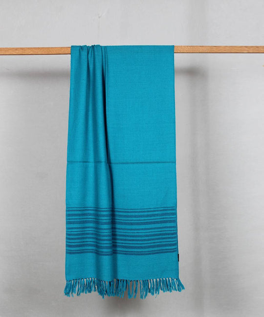Handwoven sky blue woolen stole