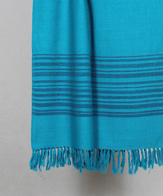 Handwoven sky blue woolen stole