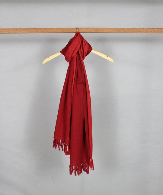 Maroon peach handloom woolen stole