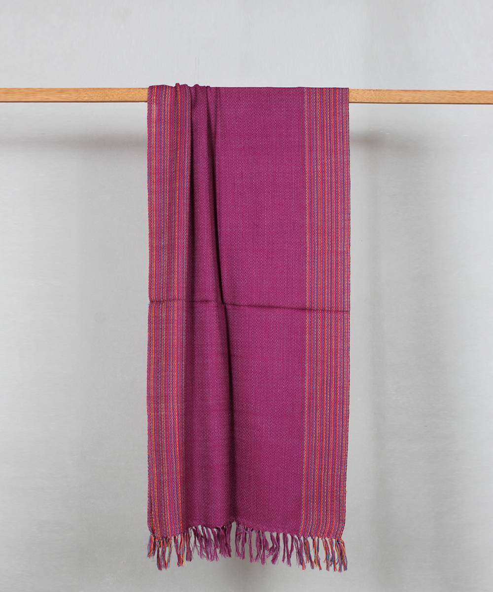 Purple handwoven woolen stole