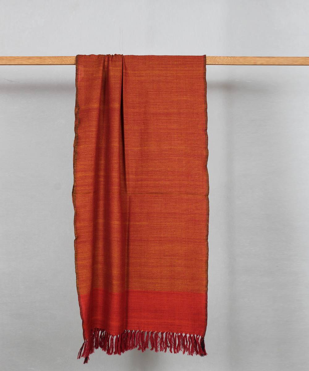 Orange brown handwoven woolen stole