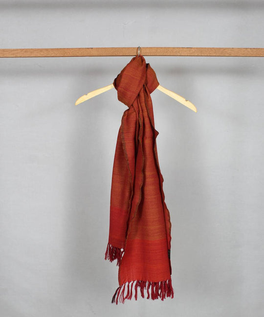 Orange brown handwoven woolen stole