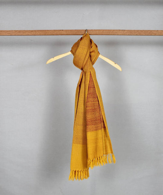 Mustard yellow handloom woolen stole