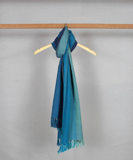 Sky blue striped handloom woolen stole