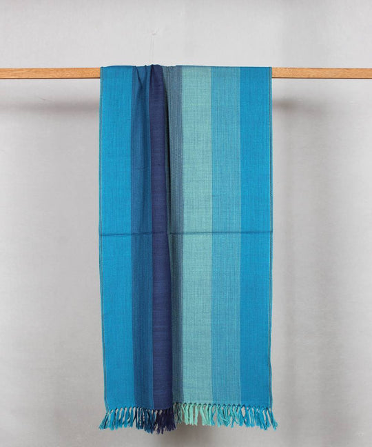 Sky blue striped handloom woolen stole