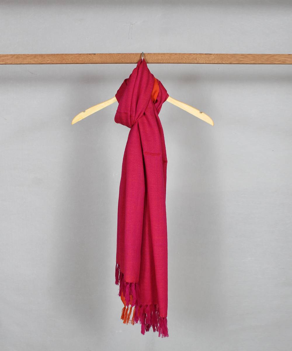 Pink orange handloom woolen stole