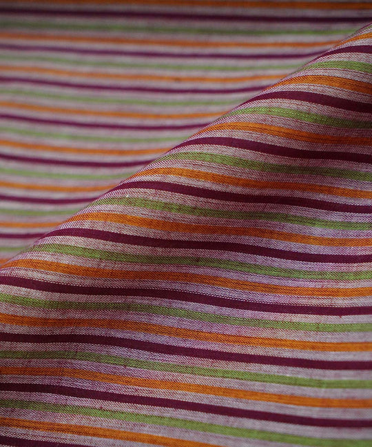 0.9m Multi color handwoven cotton stripes mangalgiri fabric