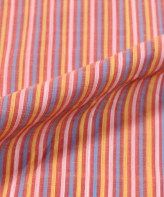 2.5m Multicolour handloom cotton stripe mangalgiri kurta material