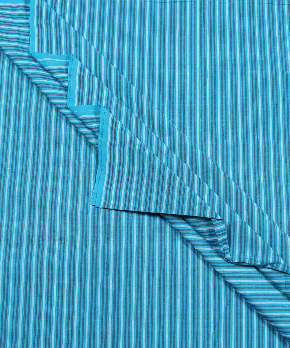 3m Blue multicolour handloom cotton stripe mangalgiri kurta material