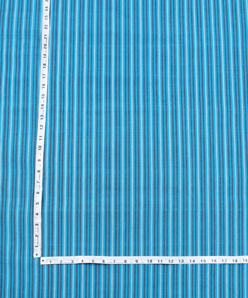 3m Blue multicolour handloom cotton stripe mangalgiri kurta material