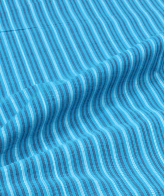 3m Blue multicolour handloom cotton stripe mangalgiri kurta material