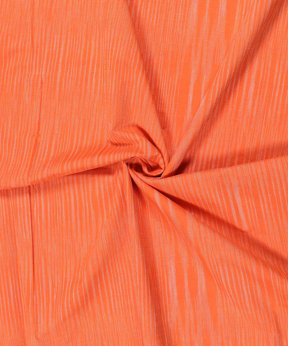 3m Orange handwoven cotton stripes mangalgiri kurta material