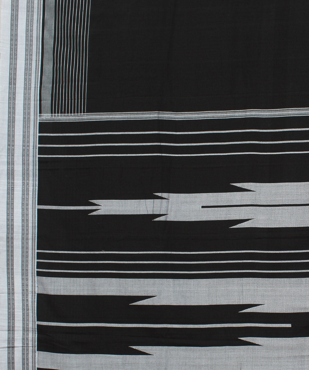 Black white handwoven cotton ilkal saree