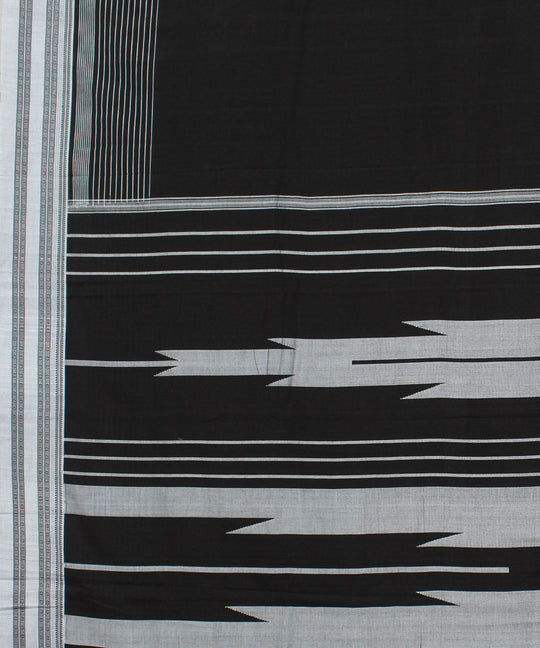 Black white handwoven cotton ilkal saree