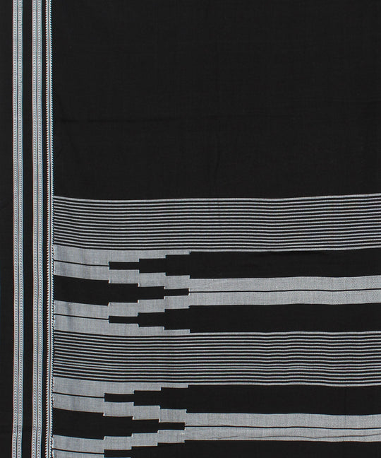 Black white hand woven cotton ilkal saree