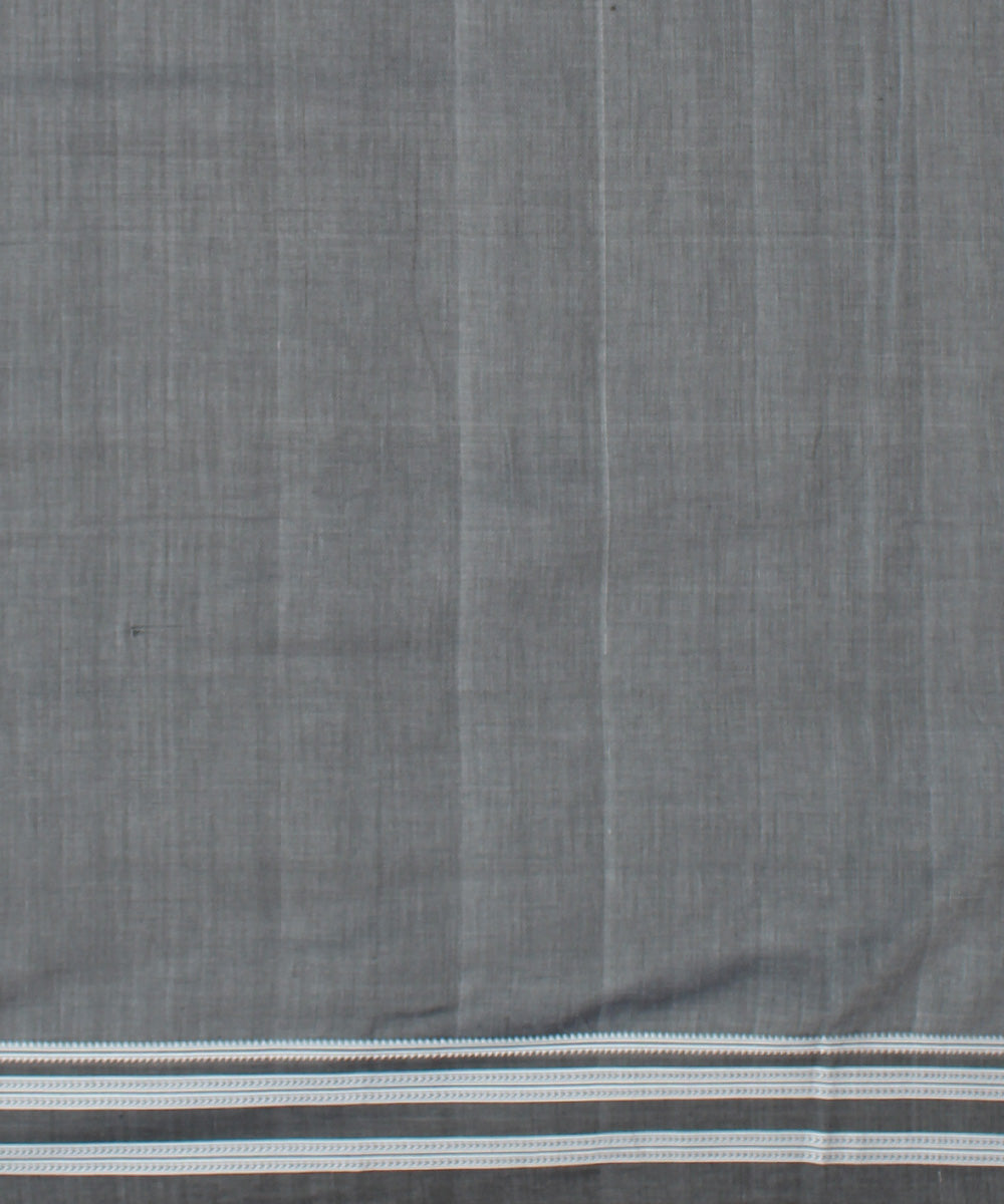 Black white hand woven cotton ilkal saree