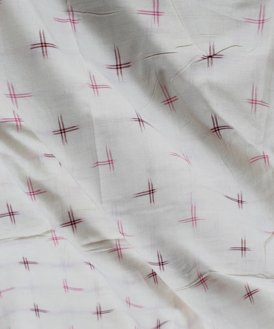 cream ikat handloom cotton fabric