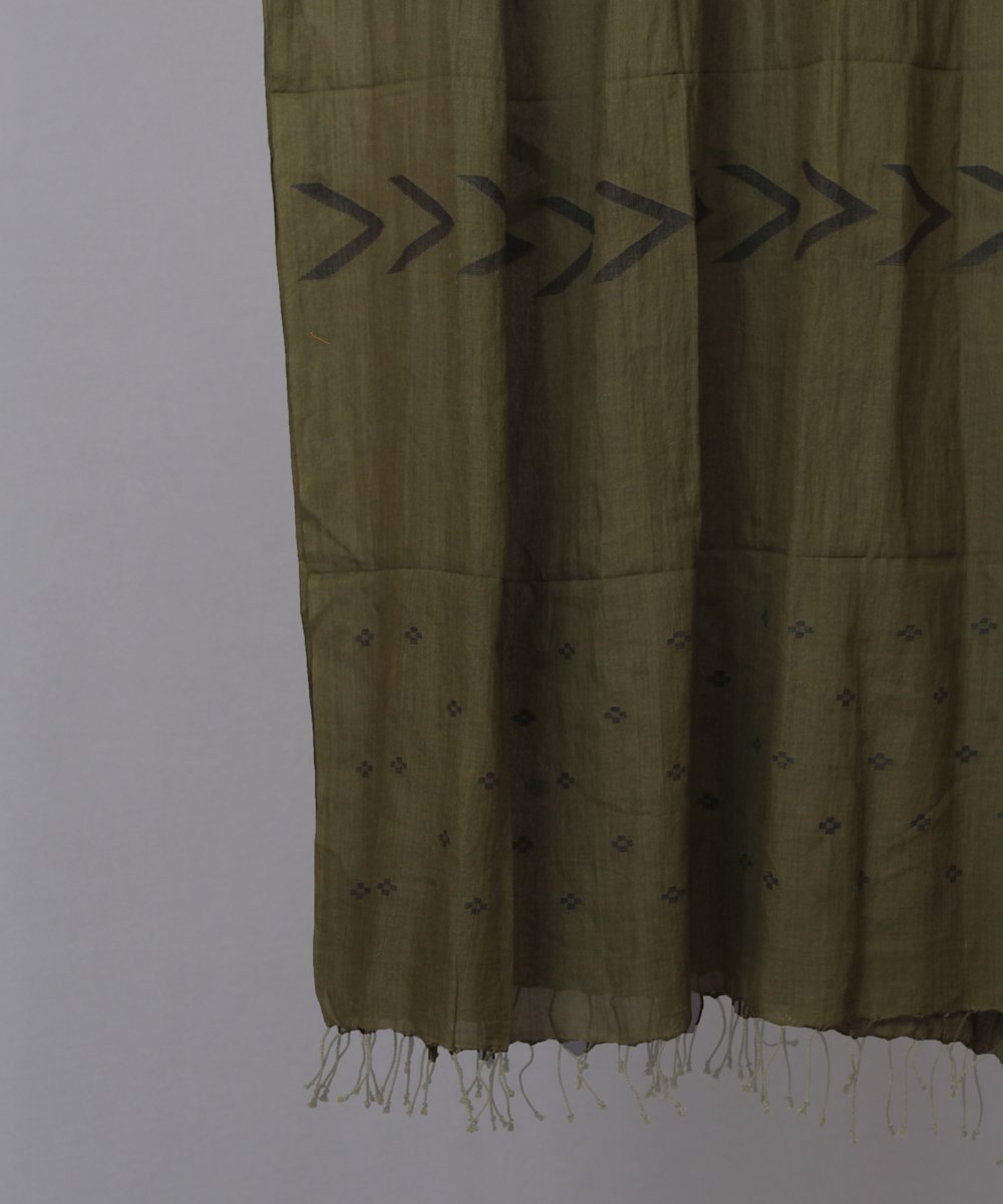 Dark olive with traditional black motif stole